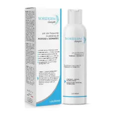 Champú Xoriderm para uso frecuente en caso de psoriasis y dermatitis, aliviando la caspa.