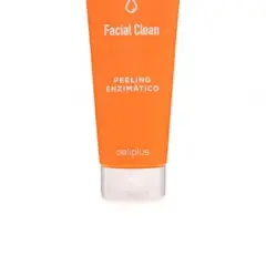 Tubo naranja de limpiador facial "Facial Clean" con "Peeling Enzimático" de Deliplus, un limpiador enzimático Mercadona para una piel radiante.