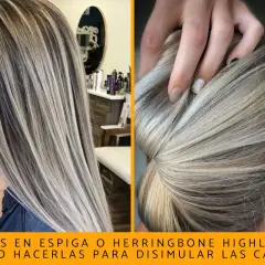 Cabello con mechas rubias y grises, ideal para una transición a las canas con mechas que aporta luz y estilo.