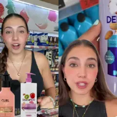 Chica muestra champú Deliplus con ketoconazol en Mercadona.