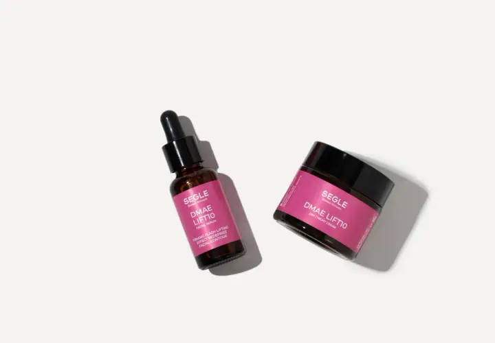 Set de cuidado facial Segle con DMAE Lift10: sérum y crema día/noche.