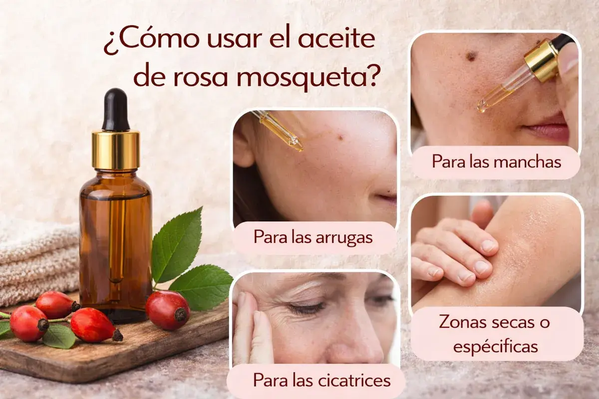 Aceite de rosa mosqueta: ideal para arrugas, manchas, cicatrices y zonas secas.