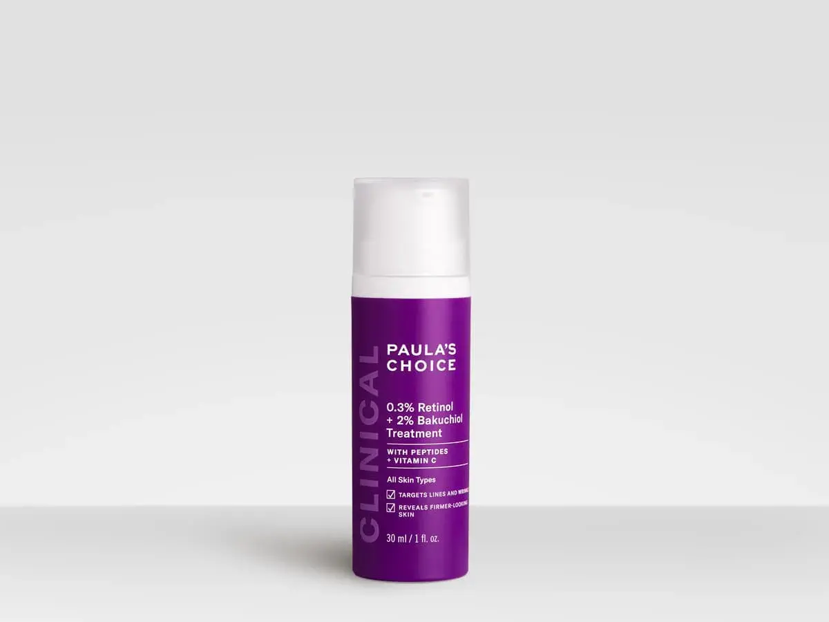 Tratamiento Paula's Choice Clinical con bakuchiol, que es un ingrediente clave para reducir líneas finas y mejorar la firmeza de la piel.
