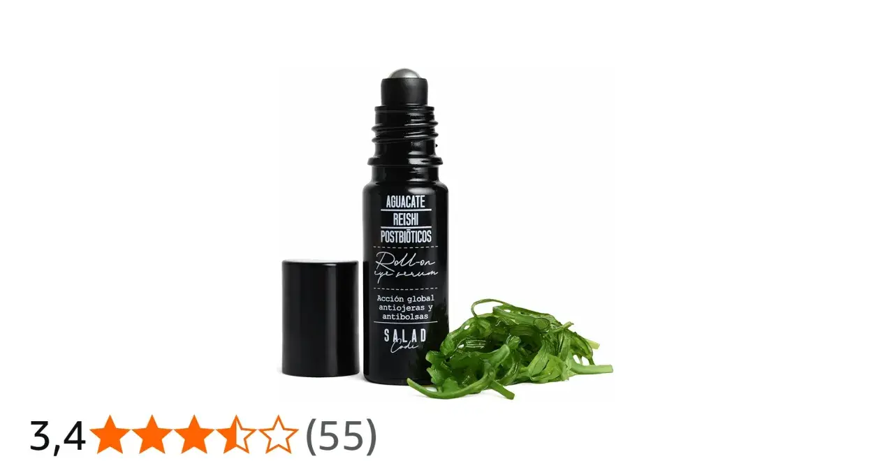 Roll-on de ojos con aguacate, reishi y postbióticos. Las opiniones de SALAD Code destacan su acción global antiojeras y antibolsas.